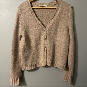 Abercrombie & Fitch Taupe Button-Up V-Neck Cardigan